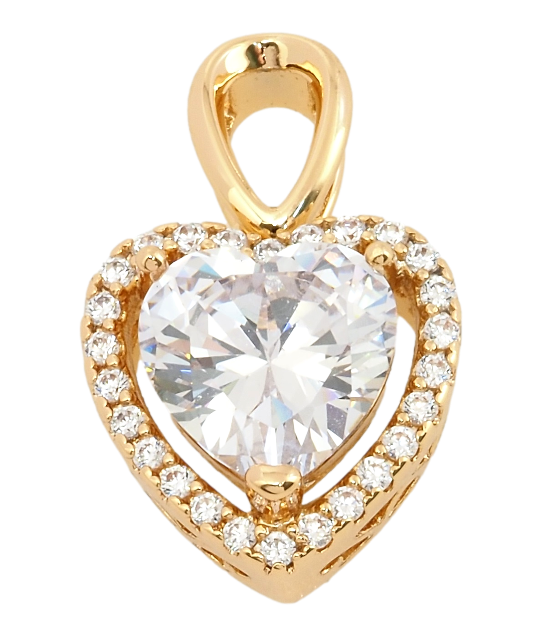 Кулон Xuping Позолота 18K "Серце з фіанітом та цирконієм" для ланцюжка до 3мм.