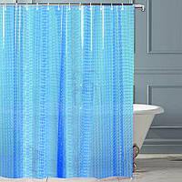 Штора для ванной Shower Curtain 3d голубая полупрозрачная 180х180 см