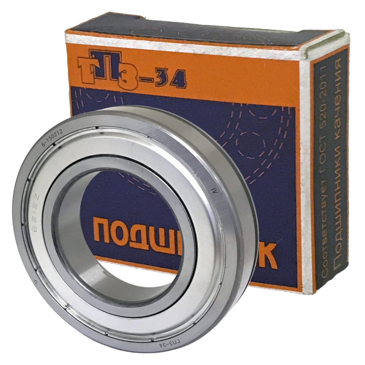 Підшипник 6-150212А (6212 ZN/P6) ГПЗ-34 розміри 60*110*22