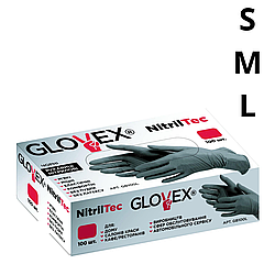 Рукавички нітрилові чорні Glovex nitriltec 100 шт