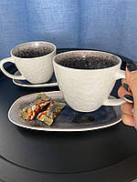 Чайний набір Космос 400 мл, набір чашок для чаю з блюдцями на 2 персони