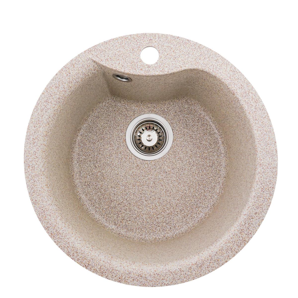 Кругла гранітна мийка Platinum TURAS 480 карамель матова