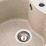 Кругла гранітна мийка Platinum TURAS 480 карамель матова, фото 4