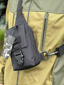Тактична сумка через плече нагрудна-наплічна SILVER KNIGHT сумка для телефона та документів (9119-black)