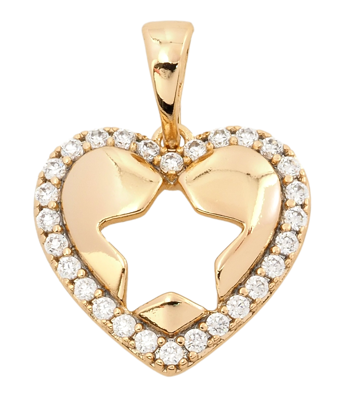 Кулон Xuping Позолота 18K "Серце з візерунком зірка" для ланцюжка до 5мм