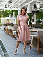 Нежное женское летнее платье молодежное платье Стильное весенне-летнее платье на спинке упругие резинки 42/44, персиковый