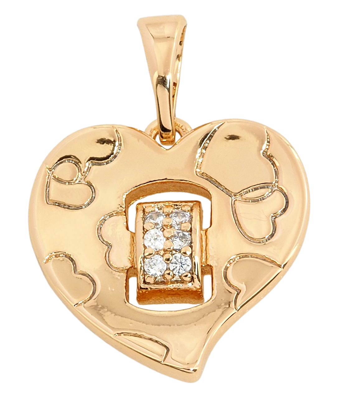 Кулон Xuping Позолота 18K "Серце з візерунком та цирконієм" для ланцюжка до 5мм