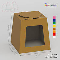 Коробка для подарков с окном крафт 150*150*150