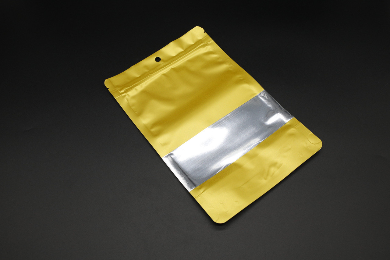 Пакети дой-пак з прозорим вікном і zip-застібкою. 16х20+4см Колір "Золото", фото 1