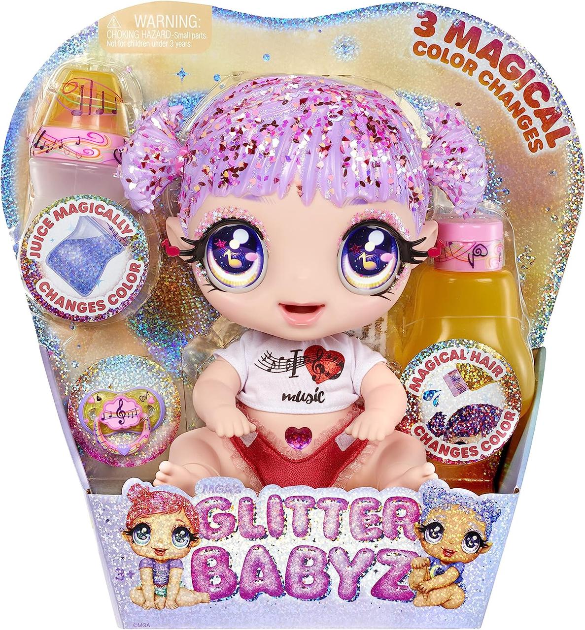 Лялька Глітер Бебіз Мелодія MGA Entertainment Glitter Babyz Melody Highnote Baby Doll 580188, фото 1