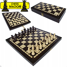 Гра 2 в 1 шахи і нарди подарункові класичні ручної роботи з натурального дерева MADON LION (49x49см)