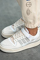 Світлі жіночі кроссівки Adidas Forum 84 Low. Модні кросси для дівчат Адідас Форум з липучкою., фото 7