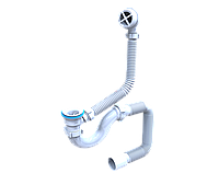 Сифон "Эконом" для ванной с переливом и гибкой трубой 40*50(пластмассовый выпуск 1 1/2") SV 01