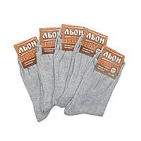 Тонкие льняные мужские высокие носки с сеткой Дукат (светло-серый)