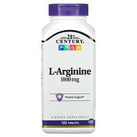 L-аргинин L-arginine 1000 мг 100 таб для сердца сосудов потенции 21st Century США