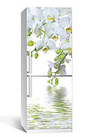 Виниловая наклейка на холодильник Орхидея над водой, 60x180 см, виниловые наклейки на холодильник