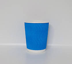 Стакан гофрований синій 175 мл паперовий одноразовий паперовий гофра для кави