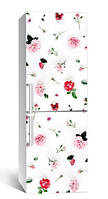 Виниловая наклейка на холодильник Пионы и розы 60x180 см, декоративные наклейки на холодильник
