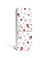 Защитная декоративная наклейка на холодильник Пионы и розы 60х180 cм самоклеющиеся наклейки на кухню