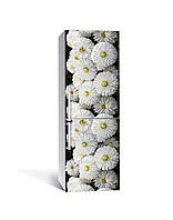 Защитная декоративная наклейка на холодильник Белоснежные хризантемы 60х180 cм виниловая 3Д наклейка декор на