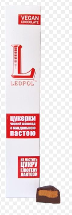 Цукерки 'LEOPOL' 'Чорний шоколад з мигдальною пастою', 60 г.