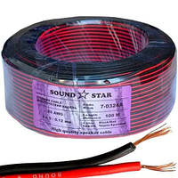 Кабель живлення 2 жили 9х0.12мм, 0.10мм², CCA, 26AWG, червоно-чорний, 100м, Sound Star