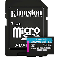 Карта пам'яті Kingston microSDXC 128Gb Canvas Go Plus A2 V30 UHS-1 U3 (R-170 Mb/s, W-90 Mb/s) + Adapter SD