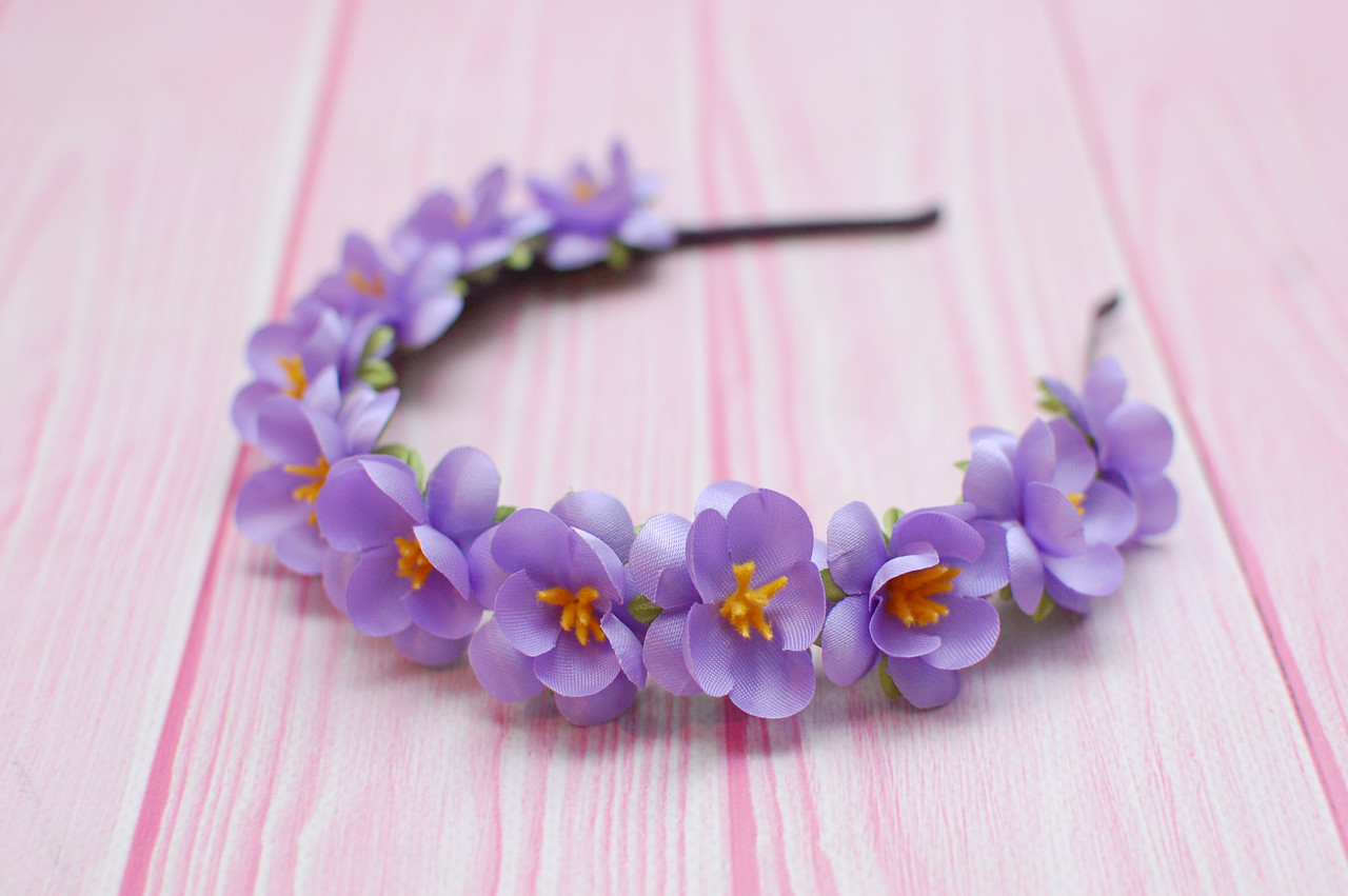 Обруч для волосся / ободок для волосся з квітами фіалками фіолетовий 366, фото 1
