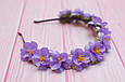 Обруч для волосся / ободок для волосся з квітами фіалками фіолетовий 366, фото 3