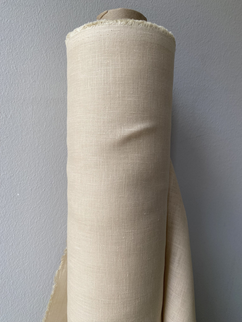 Кремова натуральна лляна тканина, колір 606