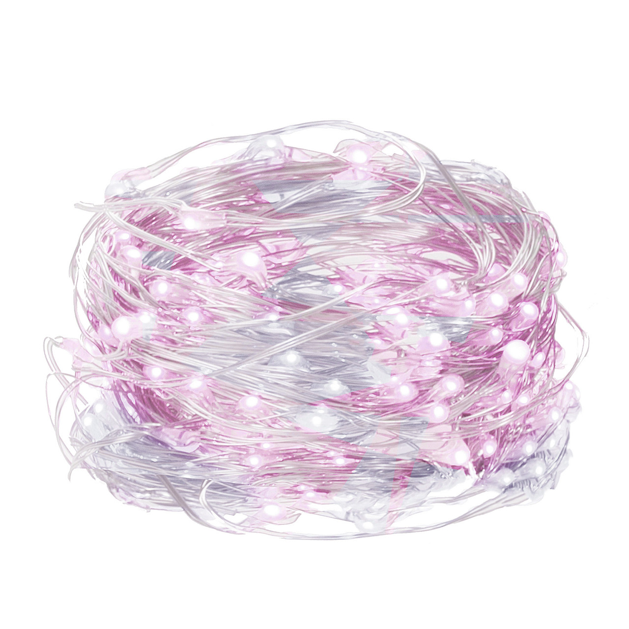Гірлянда на батарейках 9.9 м Springos CL0025 Cold White/Pink 100 LED світлодіодна новорічна святкова