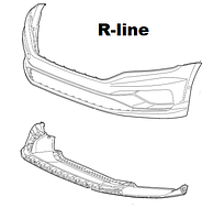 Спойлер бампера переднього (Губа) VW Passat B8 R-line USA 2016+