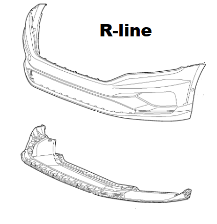 Спойлер бампера переднього (Губа) VW Passat B8 R-line USA 2016+