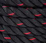 Канат тренувальний для кросфіту 12 м 4FIZJO 4FJ0258 Battle Rope спортивний з ручками для дому спортзалу W_1812, фото 4