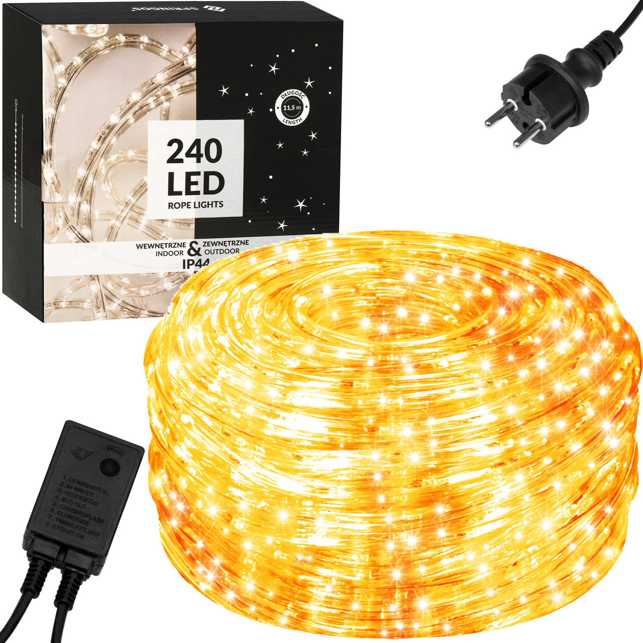 Гірлянда дюралайт вулична 10 м Springos Rope Lights CL1200 Warm White 240 LED зовнішня світлодіодна W_1798
