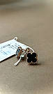 Сережки срібні "Чорна конюшина" з онікса позолочені жіночі Сережки зі срібла у вигляді листочка, фото 9