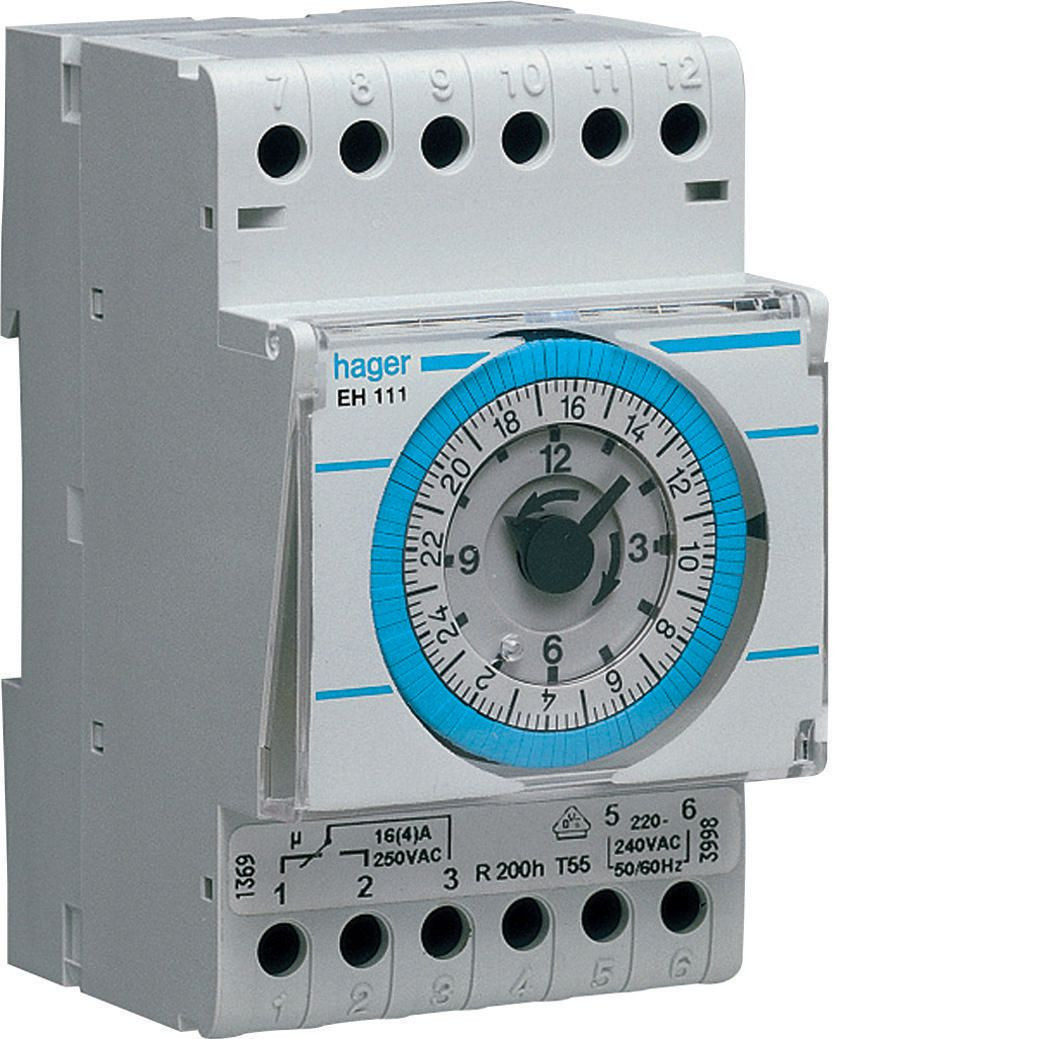 Таймер аналоговий, тижневий, 16А, 1 перемикаючий контакт Hager EH171