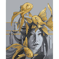 Картина за номерами Strateg Золоті рибки 40х50 см (GS1253)