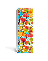 Декор холодильника наклейка Фруктово-радужный взрыв 60х180 cм самоклеющаяся пленка для холодильника