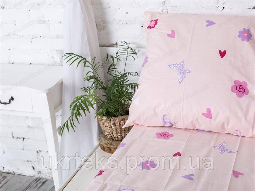 Дитяча постільна білизна в кроватку рожева Метелики