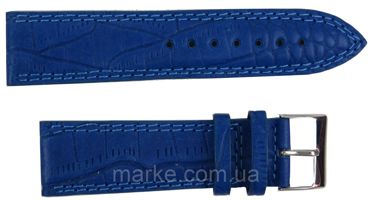 Шкіряний ремінець для годинника під рептилію Mykhail Ikhtyar Ш24 мм синій