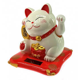 Кішка Манэки-неко на сонячній батареї (17х16х14 см)