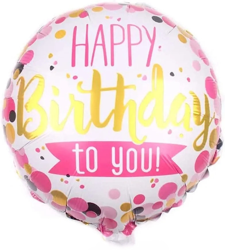 Куля фольгована кругла "Happy Birthday" конфеті. Розмір: 18"(45 см)., фото 1