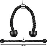 Канат для тяги з подвійним хватом на трицепс WCG 72 см потужний трос для тренувань W_1921, фото 4