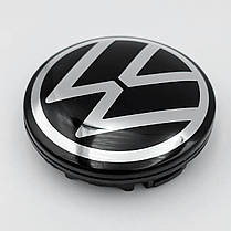 Ковпачки (заглушки) в литі диски VW (Фольцваген) 56 мм Хром NEW лого, Чорні (6CD601171), фото 4