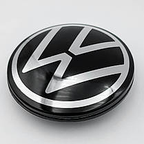 Ковпачки (заглушки) на литі диски VW (Фольксваген) 65 мм Хром NEW лого, Чорні (5G0601171), фото 6