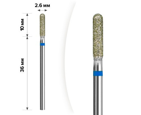 Фреза алмазна для манікюру mART (M-011) - Циліндр Blue 2,6*10, фото 1