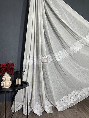 Тканина для тюлю льон «димчастий» колір сірий, лт10