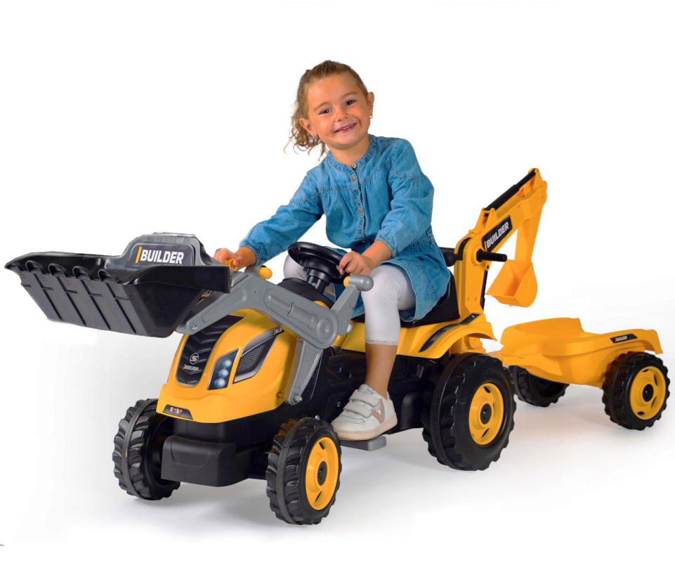 Дитячий трактор на педалях Smoby 710304 з 2-ма ковшами і причепом