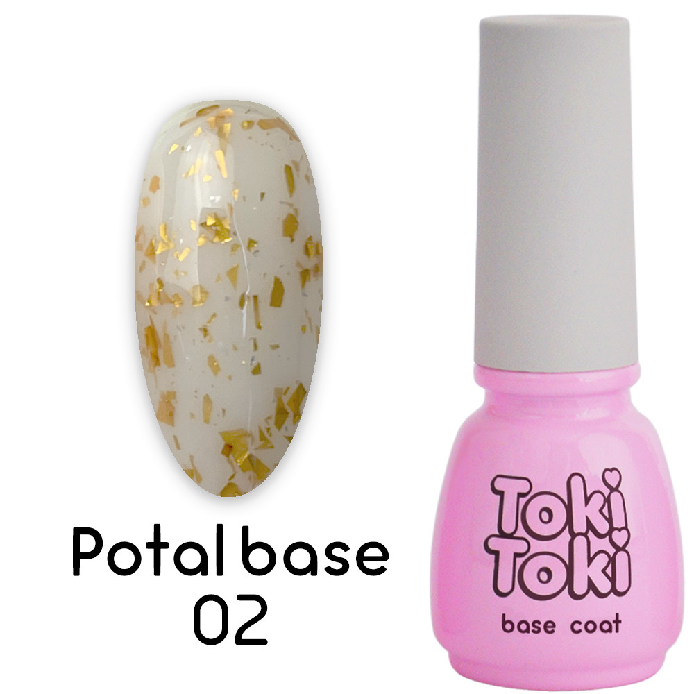 База для нігтів з частинками фольги (поталь) Toki-Toki Potal 5 мл №02